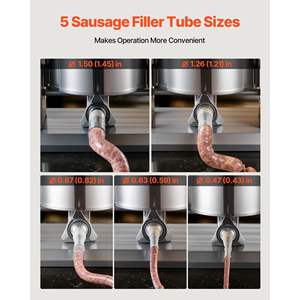 Remplisseuse à saucisses électrique robuste 55 LBS/25 L, remplisseuse à viande verticale, contrôle de vitesse progressif, 5 tubes de remplissage, acier inoxydable - Product Image 5