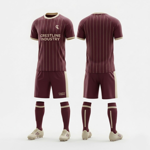 Conjunto de Camiseta y Pantalones Cortos de Fútbol Crestline Industry para Hombre, Cuello Redondo, Sublimado, Absorbente de Humedad, Uniforme Deportivo, Color Degradado - Product Image 4