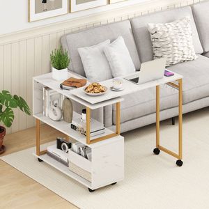 360 Degree Rotating Living Room <b>Sofa</b> <b>Side</b> <b>Table</b> with Storage Bookcase and Hooks - Product Image 5