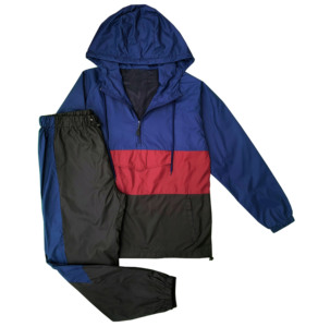 Conjunto Deportivo Unisex con Bloques de Color, Sudadera con Capucha y Cordón Ajustable, Manga Larga, Impermeable, Ligero, de Poliéster, para Otoño, para Adultos - Product Image 1