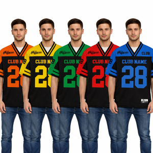 Football <b>Mesh</b> Jersey Oversized American fabric Sublimation printed Adult Wear <b>Mesh</b> Shirt V Neck Short Sleeve football jersey - Product Image 1
