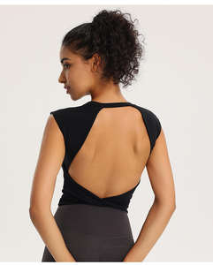 T-shirt de sport pour femme léger, écologique, en Spandex/Nylon, à séchage rapide, respirant, décontracté, pour la course et le yoga, avec logo frontal - Product Image 5