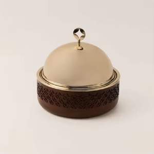 Calentador de Comida Tipo Buffet de Acero Inoxidable de Lujo con Base Decorativa y Tapa Martillada, Juego para Catering - Product Image 3