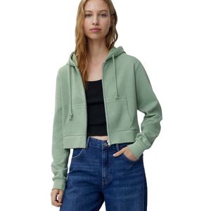 New Fashion Latest Designs Cropped <b>Zip</b>-<b>Up</b> <b>Hoodies</b> for Women Custom Logo Full Sleeves Crop Top Short Sports Women's Hoodie - Product Image 1