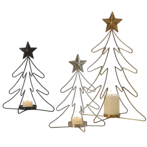 Porte-bougie de Noël en métal avec étoile en laiton, décorations fonctionnelles et décoratives faites à la main - Product Image 1