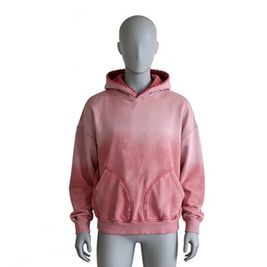 Sweat à capuche zippé pour homme, style streetwear, délavé soleil, effet usé, broderie, délavage acide, épais, avec strass, fabrication sur mesure - Product Image 5