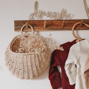 Best quality storage <b>baskets</b> home walls decor rattan hanging wall pocket sustainable <b>wicker</b> <b>basket</b> - Product Image 3