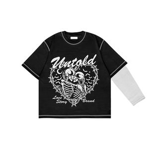 T-shirt graphique Y2K personnalisé, imprimé à l'écran, coton lourd 250 GSM, coupe ample, double couche, manches longues, t-shirts pour hommes - Product Image 2