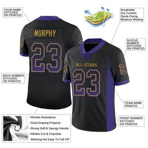 Camiseta de Fútbol Personalizada Negra, Morada y Dorada, Estilo Drift, Uniforme de Fútbol Transpirable de Malla, Pantalones Cortos con Sublimación Elástica en Cuatro Direcciones - Product Image 5