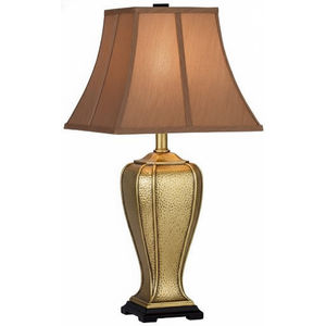 Lampes de table en résine noyer antique martelé avec abat-jour en lin, lampes de table en métal noir pour la décoration du salon à prix abordable - Product Image 2