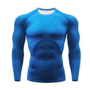 Custom Men's Gym Sports Compression T-Shirt <b>Long</b> <b>Sleeve</b> Turtleneck Slim Fit Muscle Fit Athletic Wear Solid Dry Fit Knitted - Product Image 2