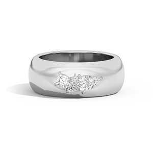 Diamond Statement <b>Ring</b> Bezel Setting 8mm Wide <b>Dome</b> Cigar Abstract Band Wholesale 14k 18k Gold Mixed Shape Lab Grown Manufacturer - Product Image 6