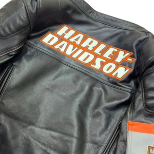 Chaqueta de cuero de vaca vintage negra H-D Screaming Eagle para hombre, estilo motero, de alto volumen, para motocicleta, con cuello alto, para calle - Product Image 4