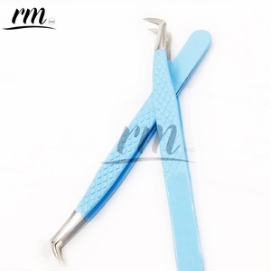 Pince à cils professionnelle RMI bleu ciel haute précision, pointe en L, en acier inoxydable pour faux cils - Product Image 6