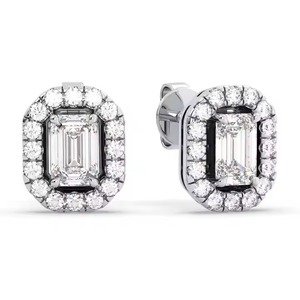 Certified <b>Emerald</b> And Round Cut Diamond Drop <b>Earrings</b> Premium Craftsmanship Real Look Fine Jewelry for Women Available For Sale - Product Image 3