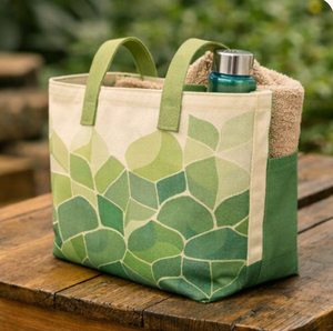 Custom Printed Logo Floral Pattern Large Gusseted Long Strap Cotton <b>Canvas</b> <b>Tote</b> Bag Personalized Shopping Bag - Product Image 2