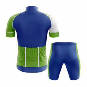 Ensemble de maillot de cyclisme unisexe bleu, vert, blanc, manches courtes, respirant, antibactérien, séchage rapide, recyclable, anti-UV, kit d'équipe de cyclisme - Product Image 2