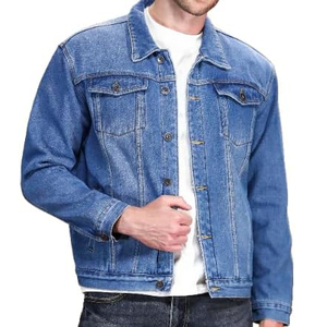 Men's Denim <b>Jacket</b> Blue Washed Cotton Casual Turn-down Collar Regular Sleeve Autumn Style - Product Image 3