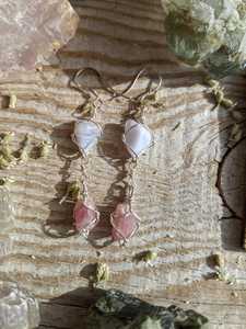 Sterling Silver Blue Lace Agate <b>Pink</b> Tourmaline Earrings Handmade Minimalist Earrings <b>Gift</b> - Product Image 3