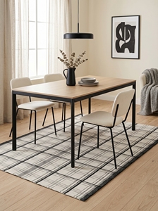 Tapis moderne à carreaux noir et blanc |   Tapis contemporain à motif damier en tissage plat pour salon, bureau et hôtellerie - Product Image 4