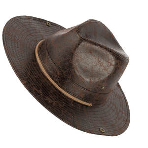 Sombrero de Vaquero de Cuero Premium, Estilo Occidental, Protección Solar para Actividades al Aire Libre, Ajustable, Hecho a Mano, Estilo Rústico Vintage - Product Image 5