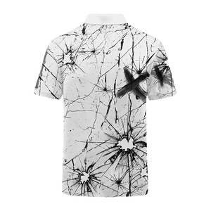 เสื้อโปโลแขนสั้นผู้ชาย ลายกระจกแตก ผ้าโพลีเอสเตอร์ทอ ระบายอากาศได้ดี ทรงปกติ - Product Image 2