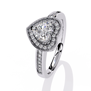 Heart Cut Diamond Engagement <b>Ring</b> White Gold Halo Women's Romantic Style GIA Certified Natural Diamonds - Product Image 2