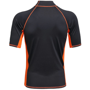 Nouveau Maillot de Bain Anti-UV à Manches Courtes en Néoprène Color Block Noir et Orange pour Homme, Qualité Supérieure 2026 - Product Image 2