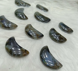 Polished Labradorite Stone <b>Moon</b> Shape Carved SCULPTURE Healing <b>Crystal</b> for Reiki and Home Decor Art Collectible Gujarat - Product Image 3