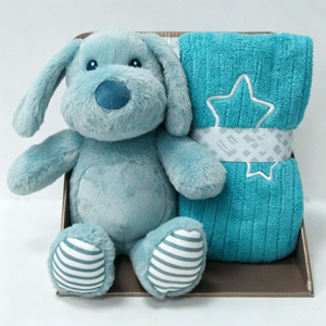 Juego de regalo de peluche de patito amarillo personalizado y manta tejida, cesta de regalo con peluche de pato recién nacido en caja, peluche amarillo cálido para baby shower - Product Image 2