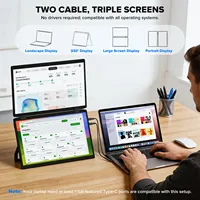 Nouveau lancement M4 15,6 pouces IPS 1080P Moniteur portable double ultra-fin pour ordinateur portable, extension triple écran, aucun pilote requis, Plug-and-Play