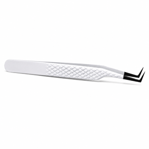 Pince à épiler de précision en acier inoxydable avec poignée diamantée, pointe lisse, angle de 90 degrés, outil professionnel pour les cils - Product Image 2
