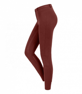 Pantalons d'équitation pour femmes à taille haute et longueur intégrale, respirants, en tricot, en spandex et en nylon, couleur unie, leggings extensibles - Product Image 2