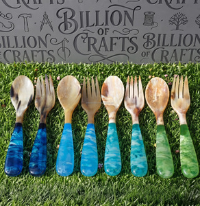 Collection de cuillères en résine époxy de qualité supérieure, ustensiles de cuisine artistiques faits à la main pour servir, cuisiner, dîner et une présentation de table moderne - Product Image 5