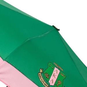 AKA Automatic Mini Hurricane <b>Umbrella</b> <b>Windproof</b> Folding Travel <b>Umbrella</b> Green Pink Embroidered Crest Compact Design - Product Image 5