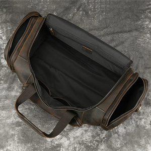 Men Genuine Leather <b>Duffel</b> <b>Bag</b> 30-40L Zipper Closure Casual Travel <b>Bag</b> with Soft Handle Durable Solid Color - Product Image 3