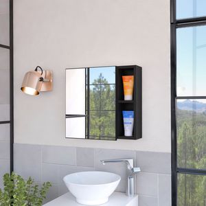 Mobiletto da Bagno Minsk con Anta Singola, Specchio, Due Ripiani Esterni e Tre Ripiani Interni - Product Image 6