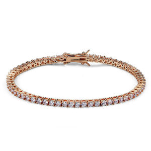 Pulsera de cadena de tenis con diamantes y cierre de mariposa para mujer, con diamantes de talla brillante redonda y engaste en canal, joyería delicada - Product Image 4
