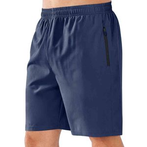 Men's Solid Green Quick Dry Bermuda Shorts <b>Elastic</b> Waist Zipper Pocket Casual Workout Running Shorts - Product Image 4