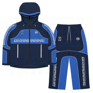 OEM Unisex 2-Piece Sweat Suit Tracksuit Hooded <b>Zip</b>-<b>Up</b> <b>Jacket</b> Nylon Track Pants Windproof Breathable Casual Sport Wear Loose Fit - Product Image 2