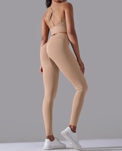 2024 Yoga Leggings Set with Push up Sports Bra & <b>Romper</b> Tight Stretch Elastic Waist Lightweight Spandex/Polyester for <b>Women</b> - Product Image 2