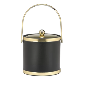 Ensemble élégant de seau à glace rond avec shaker à cocktails et pinces, refroidisseur de fête en métal fait main, design rayé - Product Image 4