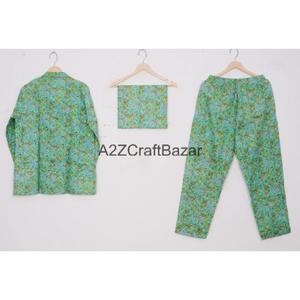 Conjunto de Pijama Informal Transpirable de Algodón 100% para Mujer, Pijama Suave con Cintura Elástica, Mangas Largas, Estampado Floral - Product Image 6