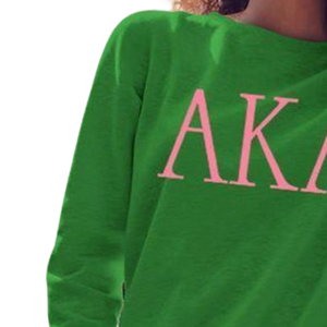 Sudadera Universitaria AKA con Cuello Redondo, Bordado Verde y Rosa de Pakistán, Sudadera Personalizada para Hermandades Griegas - Product Image 2