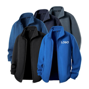 Best Selling Mens Blue Fleece <b>Jacket</b> Stand Collar Zipper Closure Casual Solid Color Autumn Wear Regular Fit Polyester Material - Product Image 3