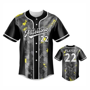 Maillot de baseball sublimé respirant et tendance, imprimé hip-hop personnalisé, chemise de baseball boutonnée, streetwear - Product Image 1