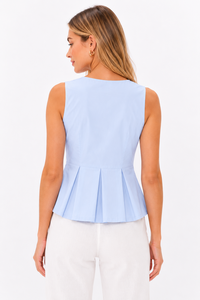 Pleated Sleeveless women's shirt V-Neck Blouse Elegant Office T-Shirt Peplum <b>Top</b> Flared Hem Blouse Custom Branding Hot Selling - Product Image 2