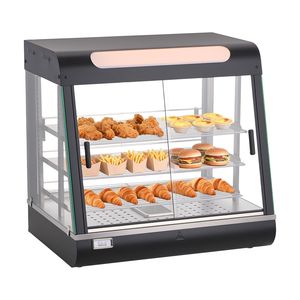 Espositore Riscaldato per Alimenti a 3 Livelli con Luci LED, 1200W, Ripiani Regolabili, Controllo Manuale della Temperatura 86-185°F - Product Image 1
