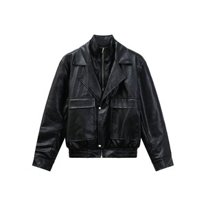 Blouson aviateur unisexe en cuir véritable sur mesure OEM, doublure 100 % coton, haute qualité, décontracté, ample, hiver, fermeture éclair avant - Product Image 2