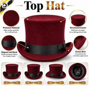 Top <b>Hat</b> Features A Smooth Finish Structured Shape And Comfortable Fit <b>For</b> Formal Gatherings <b>Weddings</b> Celebrations And Events - Product Image 6